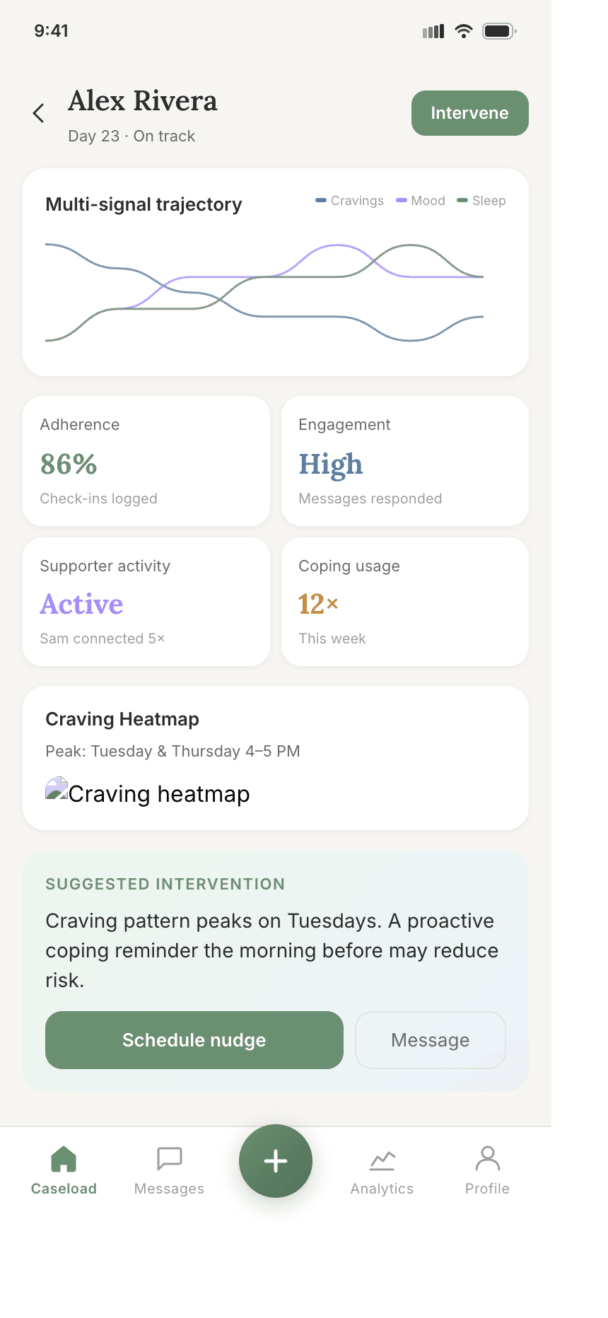 Clinician patient detail screen